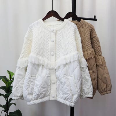 Kwastje gesplitst gebreid vest herfst winter losse luie stijl dames trui jas jas One Size white