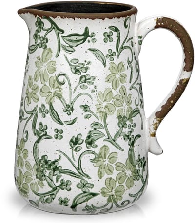Vaas 19,9 cm - Keramisch - Aardewerk - Rustiek - Vintage - Frans Landelijk Decor - Bloemenvase