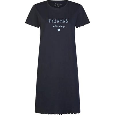 By Louise Dames Lang Nachthemd Korte Mouwen Donkerblauw - Maat S
