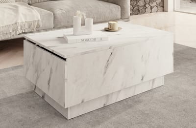 Meubella - Salontafel Micha - Wit marmerlook - 90 cm