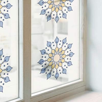 Coloray Privacy Folie Raam - Decoratieve mandala Anti inkijk Folie - 50x116 cm - Wit Privacy Folie Raam - Raamfolie Tegen inkijk Glas in Lood - Voor de slaapkamer, woonkamer en hal. - Raamfolie Zonwering