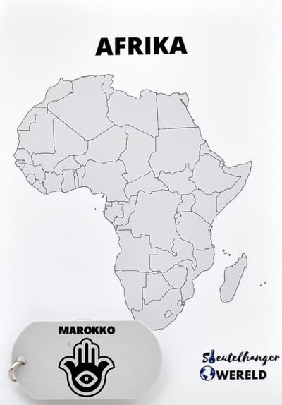Marokko Sleutelhanger inclusief kaart – Marokko cadeau – beste land- Leuk kado voor je Vriend om te geven - 2.9 x 5.4CM