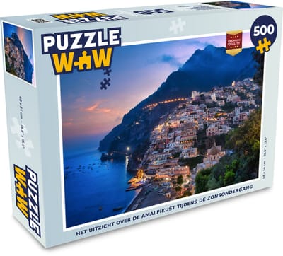 Puzzel Het uitzicht over de Amalfikust tijdens de zonsondergang - Legpuzzel - Puzzel 500 stukjes