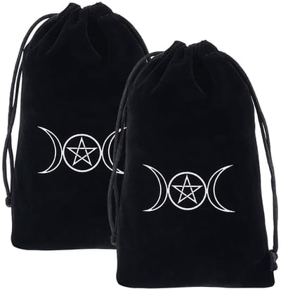 Allecto - tarot opbergtassen - fluwelen cadeauzakjes - trekkoord - zwart - voor tarot kaarten - waarzegger accessoires - voor heksen