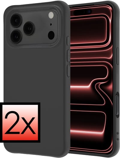Hoesje - 2 Stuks - Geschikt voor Apple iPhone 17 Pro - Sterk & Shockproof - Case Siliconen - Back Cover - Telefoon Hoes - Zwart