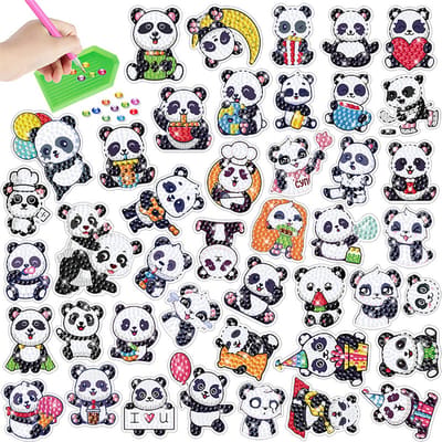 43 PCS Diamond Painting Kit/DIY Diamond Sticker Kit voor kinderen/Diamantschilderij/Kinderpatroon Panda Mozaïek Foto