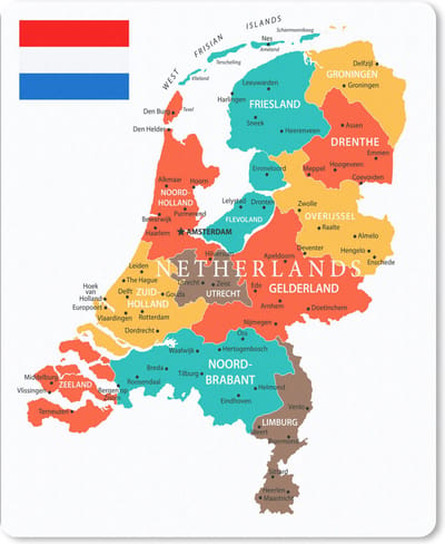 Muismat Kaart Nederland - Kleurrijke kaart van Nederland muismat rubber - 19x23 cm - Muismat met foto