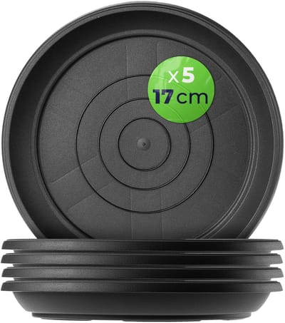 KADAX Ronde Bloempot Schotel 17 cm Balkon Terras Vensterbank Antraciet 5 stuks.