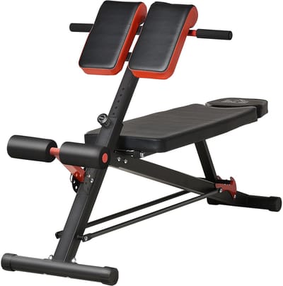 Verstelbare halterbank fitnessbank multifunctioneel ROLIPO - buiktrainer trainingsbank voor thuis - inklapbare weight bench met rugleuning verstelbaar - krachttraining bank voor borst rug benen - fitness bench staal zwart - 64 x 146 x 73,5-85 cm