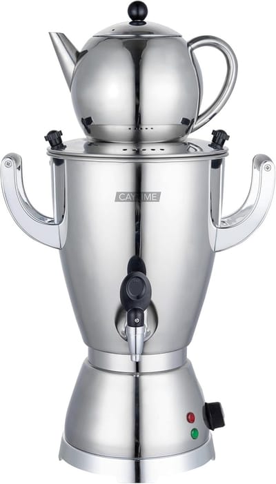 Theekoker Samowar - Waterketel Warmhouder - Thee Zetten Horeca - Snelle Verwarming - 4 Liter Capaciteit - Zilver