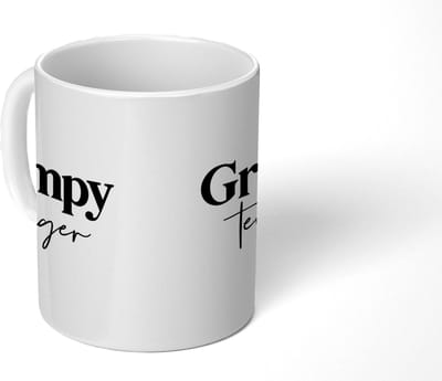 Mok - Koffiemok - Kids - Quotes - Zwart - Wit - Grumpy teenager - Mokken - 350 ML - Beker - Koffiemokken - Theemok - Mok met tekst