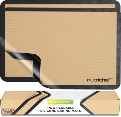 NutriChef Siliconen Bakmat – Set van 2 antiaanbak bakmatten – Geschikt voor grote bakplaten 62 x 42 cm – Oven-, vriezer- en vaatwasserbestendig