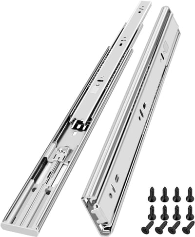 Dailygoods- Ladegeleiders Soft-Close - Onderbouw - 45 kg - Volledige Uittrekbaarheid - Stalen Kogelgelagerd - Geluidsarm Gebruik - Ladegeleider