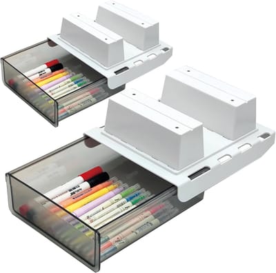 Onder Bureau Lade - Verborgen Opbergbak - Bureau Organizer - Zelfklevend Montagesysteem - 2 Stuks - Wit