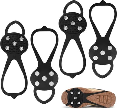 2 Paar Schoen Spikes Met 5 Tanden Lichte Anti-Glip Ijzers Universeel voor Vrouwen en Mannen Geschikt voor Wandelen Outdoor Sneeuw en IJs Veiligheid