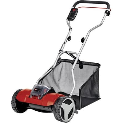 Einhell Accu Kooimesmaaier GE-HM 18/38 Li Solo - Power X-Change - 18 V/Li-ion - 890 t/min - 38 cm - 45 L - Met accu ondersteuning of hand aangedreven - Geschikt voor 400 m² - Excl. accu en lader