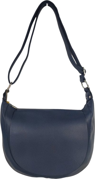 Flora & Co - Paris - crossbody schoudertas - lange instelbare draagriem - flap en ritssluiting - donkerblauw