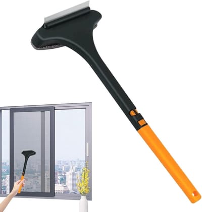 Raamreinigingsborstel - Multifunctioneel gereedschap - Schoonmaken van glas - Dubbele natte droge functie - Compact formaat - Geel