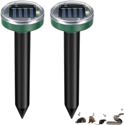 2 stuks-Knaagdierverdelger - Ultrasone knaagdierverdelger - Slangenverdelger - Op de grond te plaatsen knaagdierverdelger - Op zonne-energie werkende knaagdierverdelger - Geschikt voor boerderijen- tuinen- terrassen- parken - groen - 26*6 cm