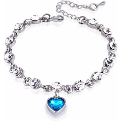 925 Sterling Zilveren Bedel Saffier Hart Armband Ketting Voor Vrouwen Mode Verloving Feest Sieraden Cadeau wit