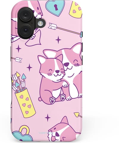 Casetastic hoesje geschikt voor Apple iPhone 16 - MagSafe - Dubbellaagse bescherming - Cupi Cori - Fashion Case - Lichtroze Lila Wit
