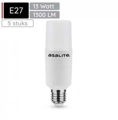 Asalite LED Lamp T45 E27 Fitting - 13W = 88W - 1300 Lumen - 3000K Warm Wit Licht - Niet Dimbaar - 220-240V - 5 stuks