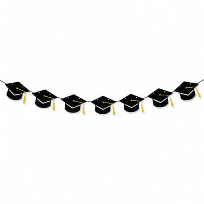 Geslaagd Slingers – Zwart – 2,5 Meter - Diploma – Versiering – Geslaagd decoratie – Viering - Slagen - Examens – Afstudeerhoed