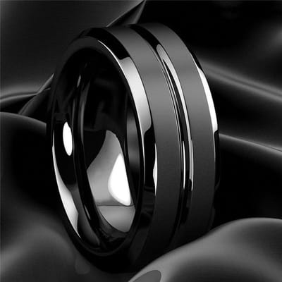 Mode 8mm Heren Ringen Zwarte Groef Mat Roestvrij Staal Ringen Voor Mannen Bruiloft Verloving Sieraden Jubileum Verjaardag Cadeaus 12