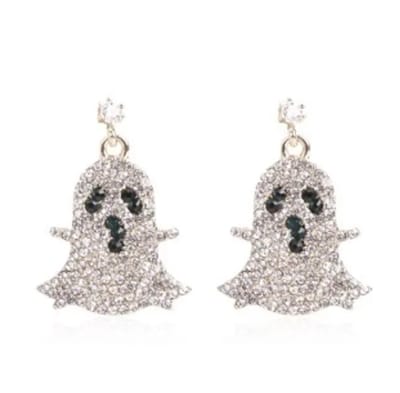 Plux Fashion Diamanten Spookje Oorbellen - Goud - 4.5cm - Metaal - Dames - Sieraden - Goude Oorbellen - Oorhangers - Diamond Ghost Earrings - Halloween Oorbellen - Sieraden Cadeau - Luxe Style - Duurzame Kwaliteit - Halloween - Oktoberfeest - Kerst