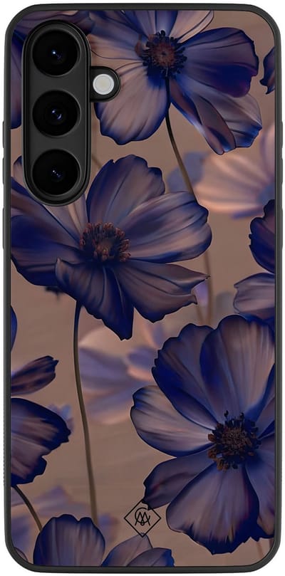 Casimoda® hoesje - Geschikt voor Samsung Galaxy S25 FE - Twilight Petals - Zwart TPU Backcover - Geometrisch patroon - Bruin/beige