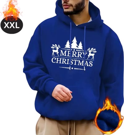 Bovista Kersttrui - Heren - Foute Kersttrui - Christmas Sweater - Cartoonprint - Kerst Sweater - Christmas Jumper - Hoodie - Blauw - XXL