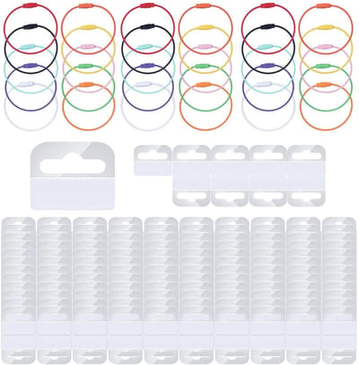 Dailygoods- Houder Yoto-Kaarten - 250st Zelfklevende Etiketten 40x45mm - 30st Sleutelhangerlussen - Roestvrij Stalen Ringen - Meer kleuren - Classificatiebenodigdheden