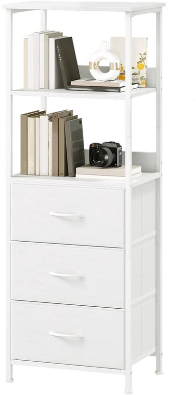 Dailygoods- Boekenkast 5-laags met stoffen lades - Opbergkast - Displayplank - Ruimtebesparend - Milieuvriendelijk - 30D x 42B x 115H - Opbergmeubel