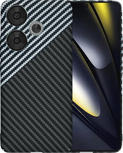 Hoesje geschikt voor Xiaomi Poco F6 - Techsuit Carbonite FiberShell Carbon Back Cover - Wit/Zwart