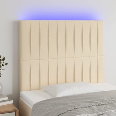 vidaXL - Hoofdbord - LED - 90x5x118/128 - cm - stof - crèmekleurig