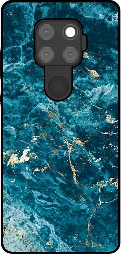 Smartphonica Telefoonhoesje Geschikt voor Huawei Mate 30 Lite met marmer opdruk - TPU backcover case blue marble design - Blauw geschikt voor Huawei Mate 30 Lite