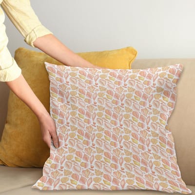 ABAKUHAUS Kussenhoes – Schelpenkussenhoes 45x45 cm – Zalmkoraal/Mosterd