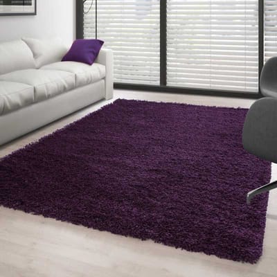Hoogpolig vloerkleed voor de woonkamer, effen kleur, paars 80x250 cm