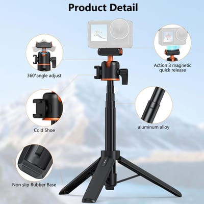 Magnetisch Snelkoppelstatief voor Actiecamera met 360 graden Balhoofd Ondersteuning Verticale Horizontale Foto's white