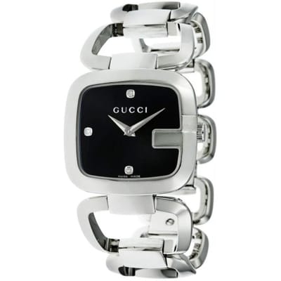 Gucci YA125406 G-Timeless Diamonds Zwart Dameshorloge