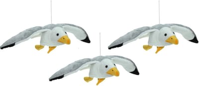 Cornelissen Zeemeeuw Knuffel - Set van 3x stuks - grijs/wit - 31 cm - pluche vogels knuffeldier