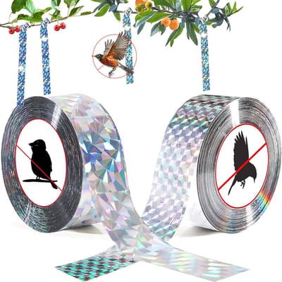Effectieve Vogelafschrikking: Reflecterende Vogelband, 2 Rollen van 80 m x 2.2 cm, Dubbelzijdige Bescherming, Ideaal voor Tuin en Buitenruimte