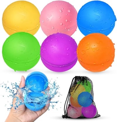 Herbruikbare waterballonnen, waterbal voor strandspeelgoed, zomerspeelgoed, eenvoudig en snel te vullen en zelfdichtende waterbommen, zachte siliconen waterspattenbal, beste cadeau voor kinderen (6 stuks)