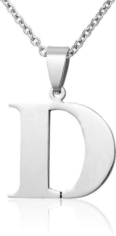 Montebello Ketting Letter D - 316L Staal - Alfabet - 22x30mm - 50cm