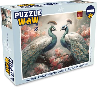 Puzzel Pauwen - Pauwenveren - Vogels - Bloemen - Natuur - Legpuzzel - Puzzel 1000 stukjes volwassenen