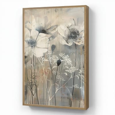 Wandlamp 60x90 cm - Oplaadbaar - Bloemen - Planten - Grijs - Abstract - Wandlampen binnen woonkamer - Slaapkamer lamp - Decoratieve nachtlamp - Vloerlamp draadloos