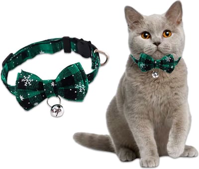 Q2P - Kattenhalsband - Kerst - Strik - Groen - Veiligheidssluiting - Kattenbandje - Kitten - Halsband - Katten - Halsband - Hond - Kat - 18-32Cm
