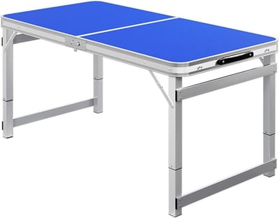 Opvouwbare campingtafel - Draagbare picknicktafel - Buiten dineren - In hoogte verstelbaar - 120cm - Blauw