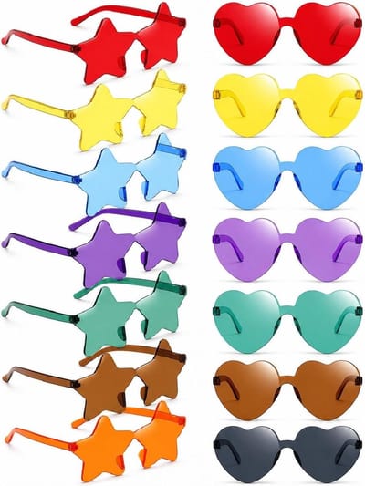 Party Zonnebrillen Set - Feestbrillen Hart Ster - Feestdecoratie Accessoires - 14 Stuks Set
