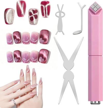 Complete Set voor Cat Eye Nagels met 4-in-1 Pen, Sjablonen en Scharen voor Professionele en DIY Nail Art Creaties Thuis